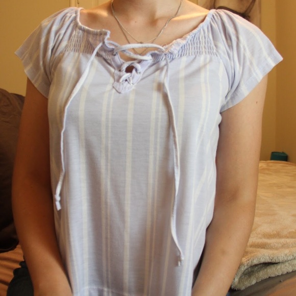 NEW Draw String Striped Top - Picture 2 of 5